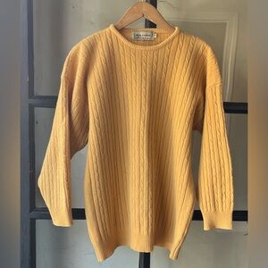 Darling 90’s Golden Mustard Alice Collins Cable Knit Lambswool Sweater